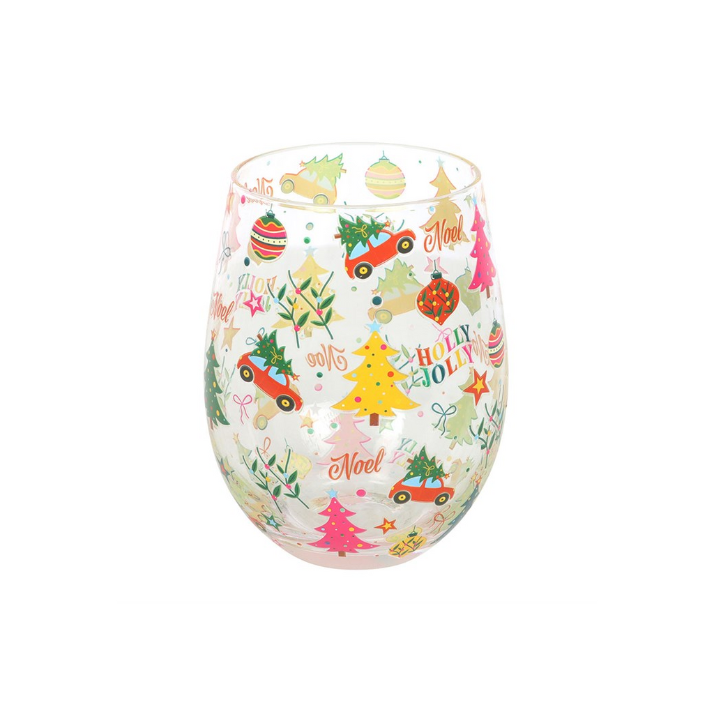 Nostalgic Christmas Print Stemless Glass