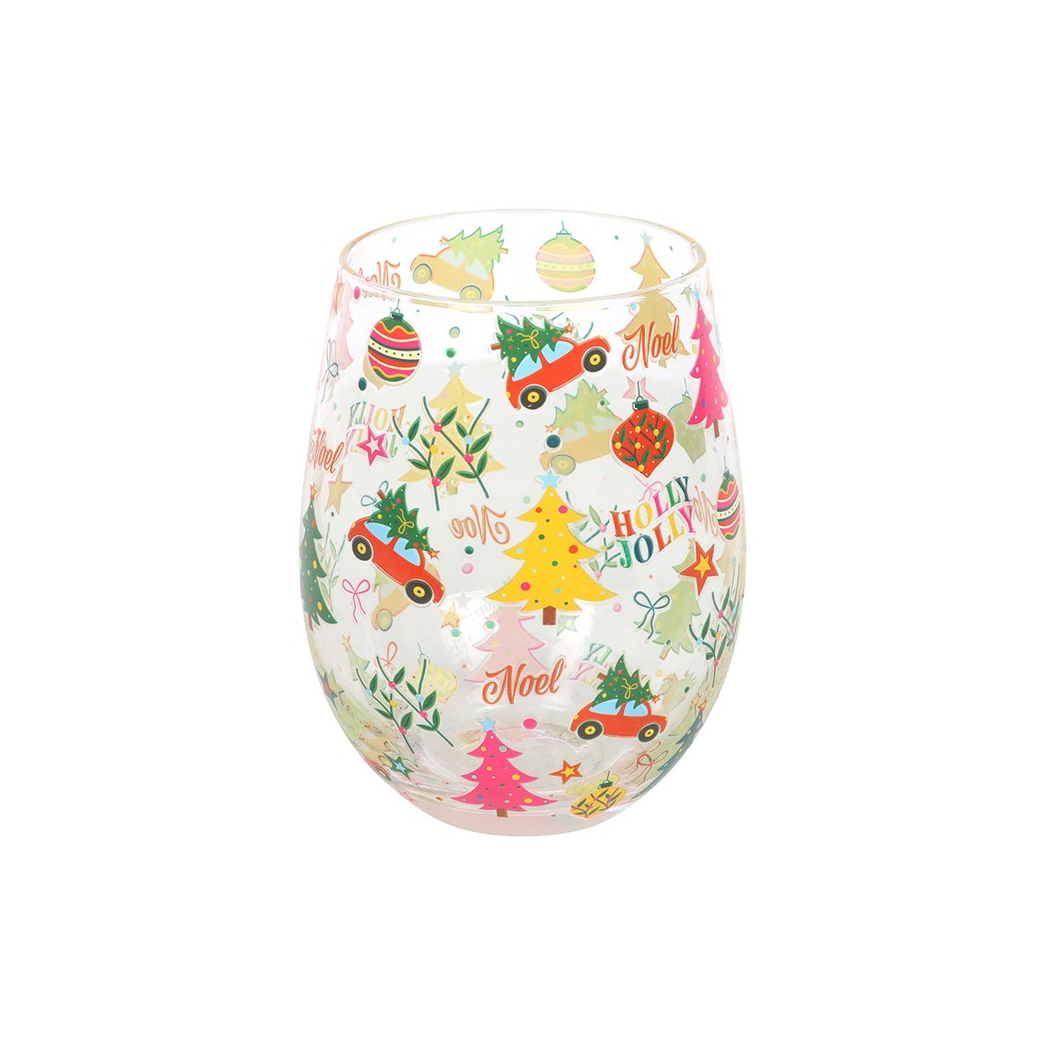 Nostalgic Christmas Print Stemless Glass