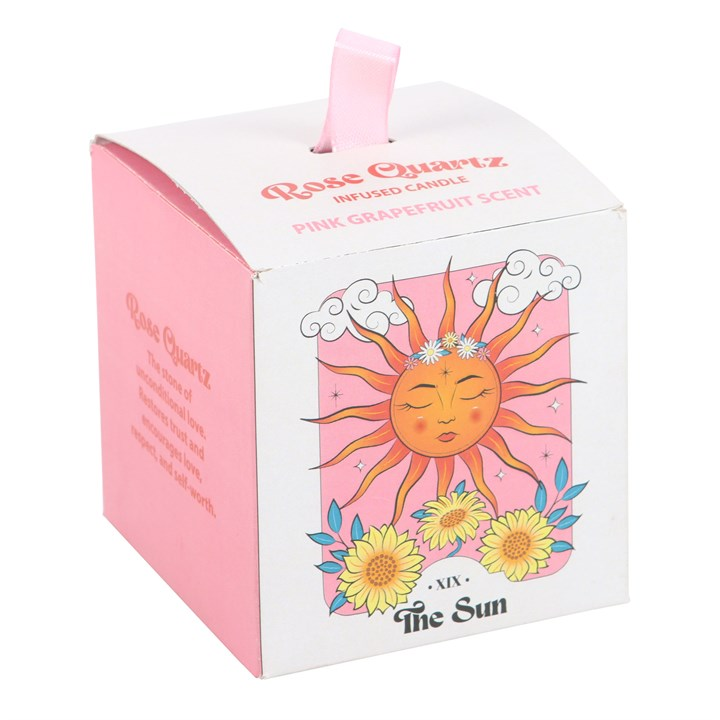 The Sun Rose Quartz Crystal Chip Candle