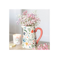 Cream Folk Print Ceramic Flower Jug