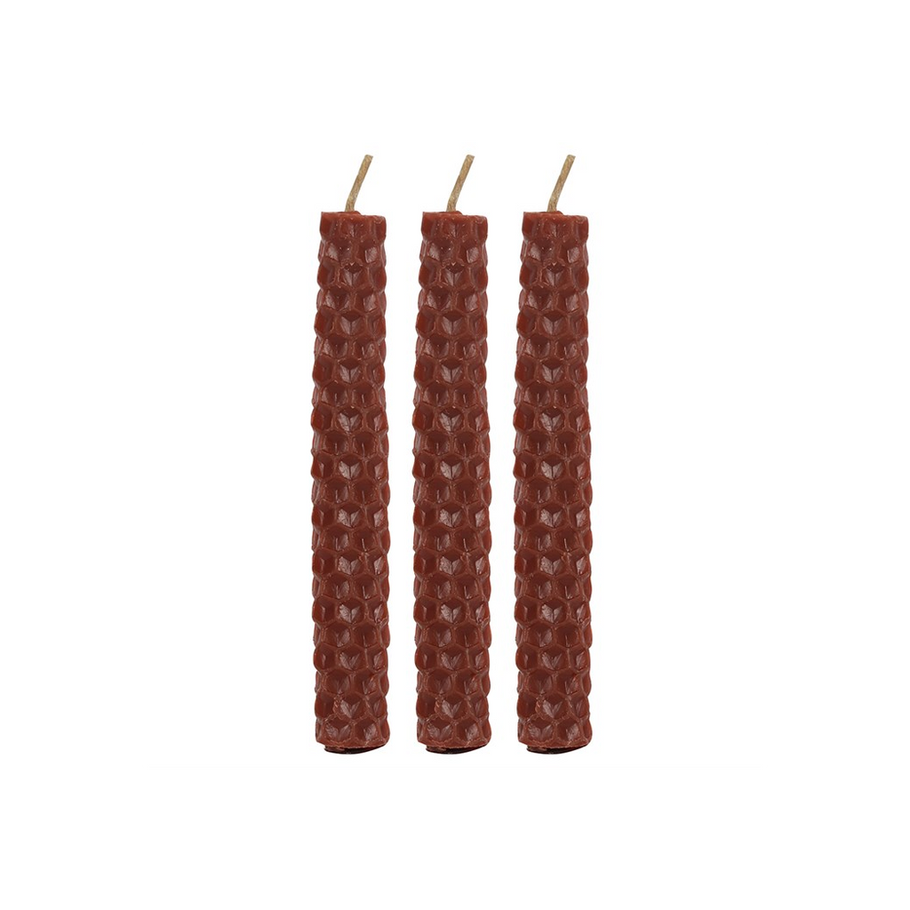 Set of 6 Brown Beeswax Spell Candles
