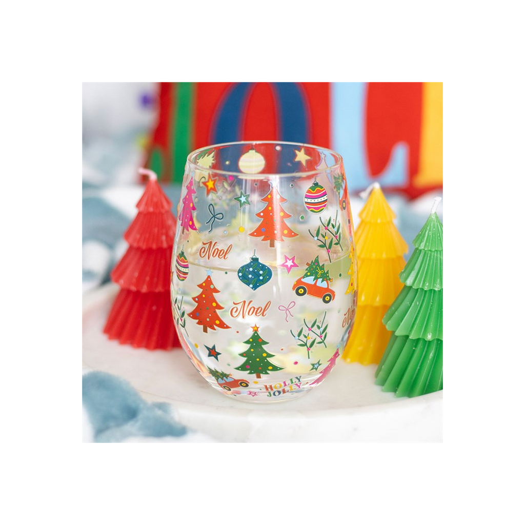 Nostalgic Christmas Print Stemless Glass