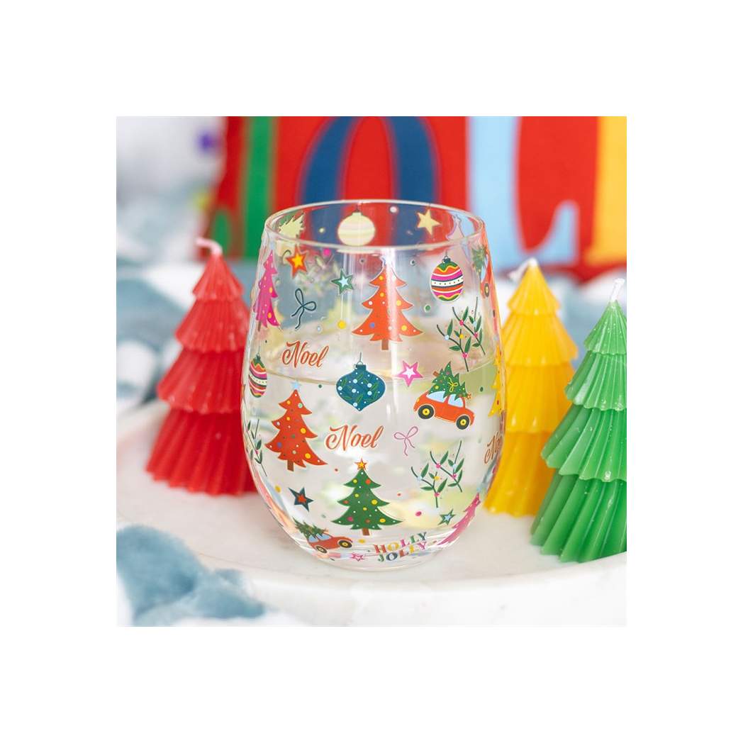 Nostalgic Christmas Print Stemless Glass