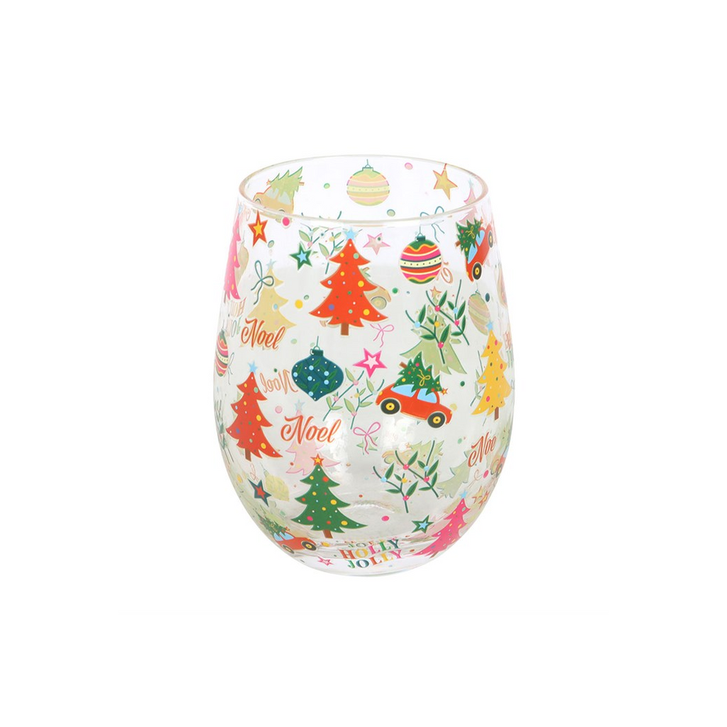 Nostalgic Christmas Print Stemless Glass